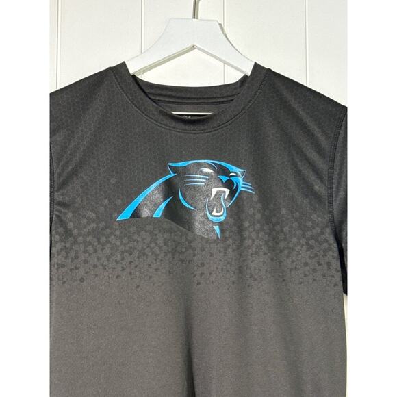 NFL T-Shirt Youth Large 14/16 Carolina Panthers Logo Black T-Shirt - Picture 2 of 7